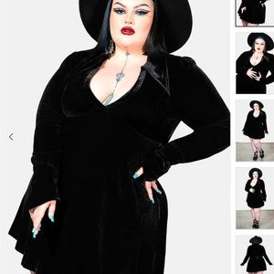 Killstar Hecate velvet plunge dress